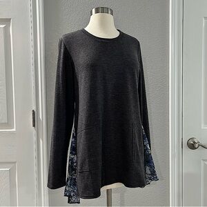 ❗️3/$20❗️Logo Lounge by Lori Goldstein French Terry Top Chiffon Godets